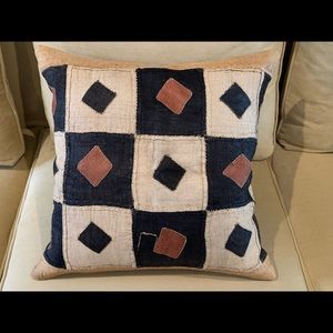 Authentic South Africa Kuba Cloth Throw Pillow 20" x 20"